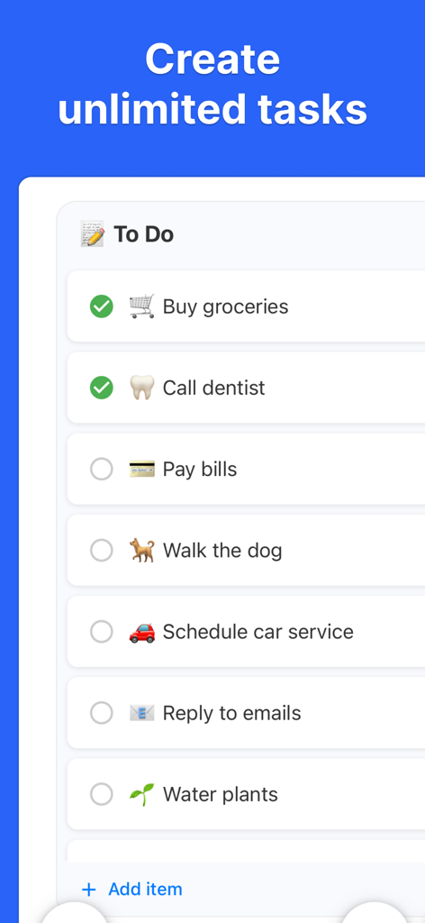 Interfaz minimalista de lista de tareas pendientes dentro de la aplicación KanbanBoard mostrando tareas diarias