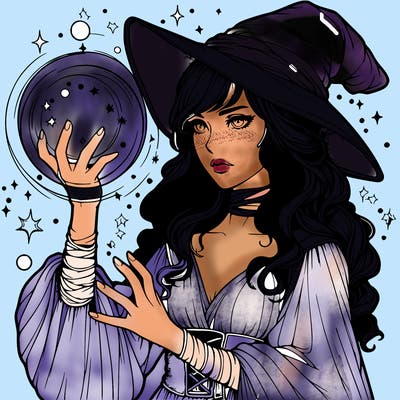 realistic women sorcerer using magic