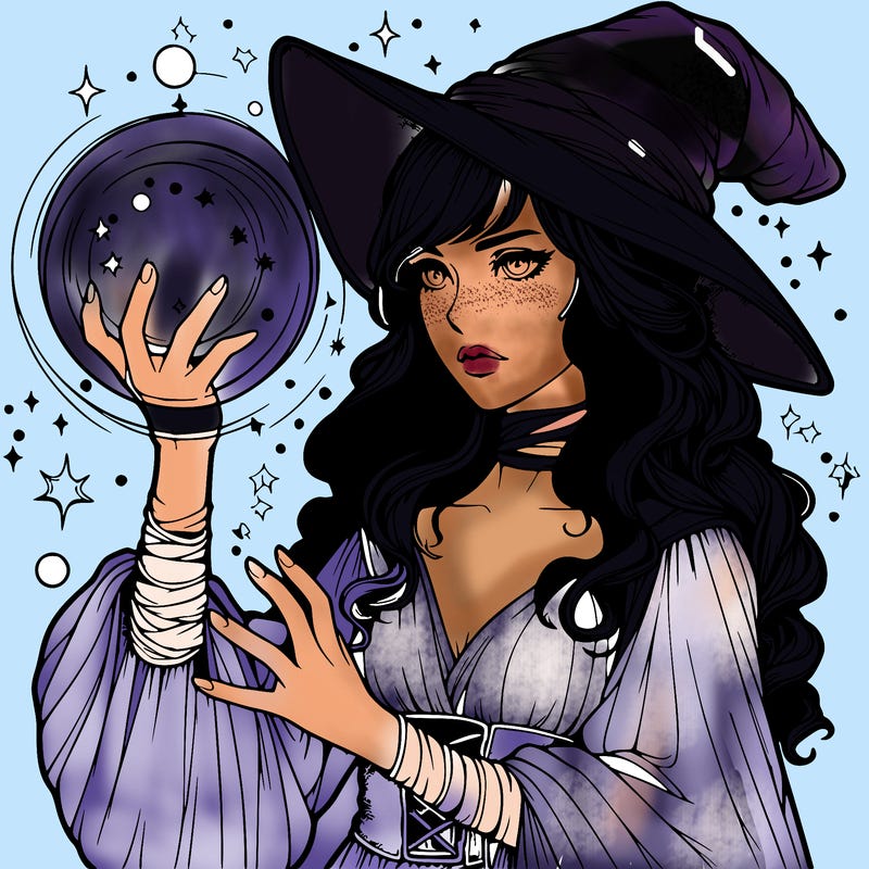 realistic women sorcerer using magic