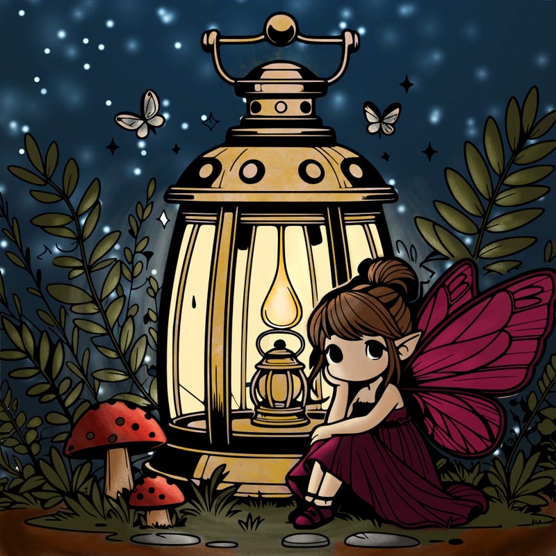 realistic fairy living in a lantern