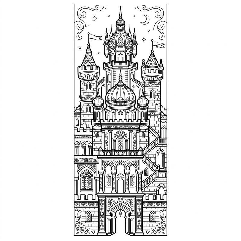 Unleash your creativity with this stunning ancient palace coloring bookmark. Featuring intricate architectural details and a majestic design, it's perfect for adding a touch of historical elegance to your reading adventures.