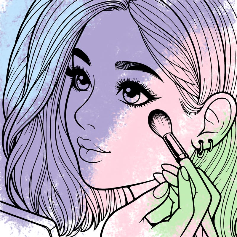 a realistic girl doing her makeup