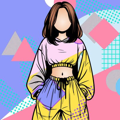realistic girl faceless with baggy pants and a crop top