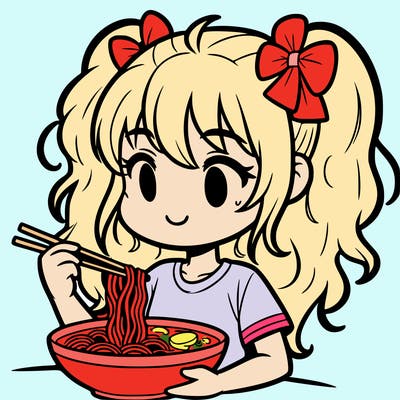 a girl eating ramen