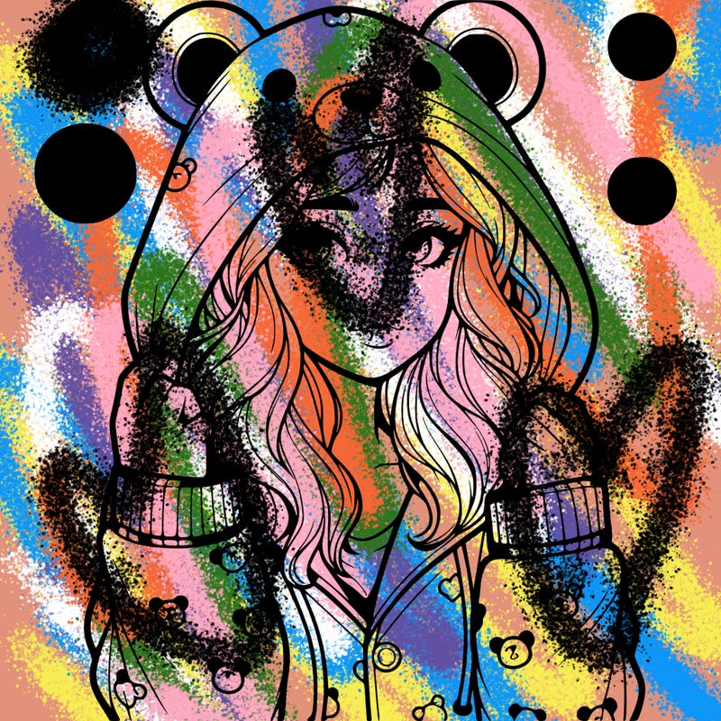 realistic girl in a animal pjs hoodie