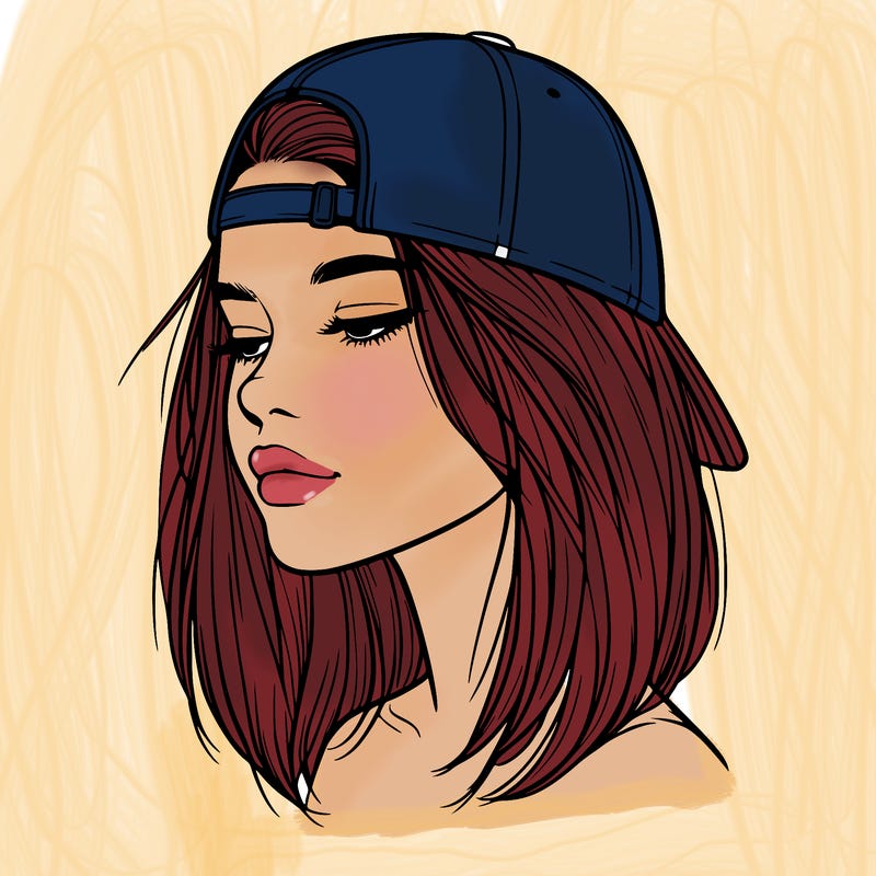 realistic  girl with a backwards hat
