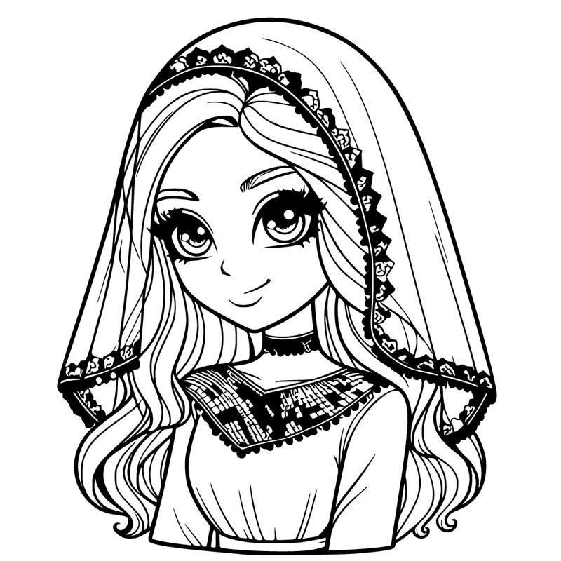 realistic girl with veil