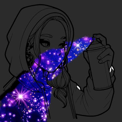 a realistic girl, spray painting