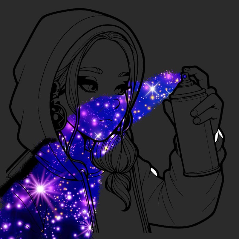 a realistic girl, spray painting