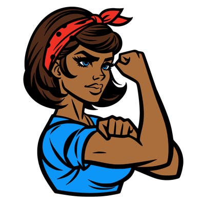 strong woman with a 60s american ad style