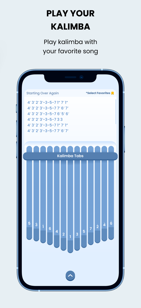 Kalimba Lessons: Learn & Play - Mobile app interface showing kalimba tabs and a virtual instrument for playing songs.