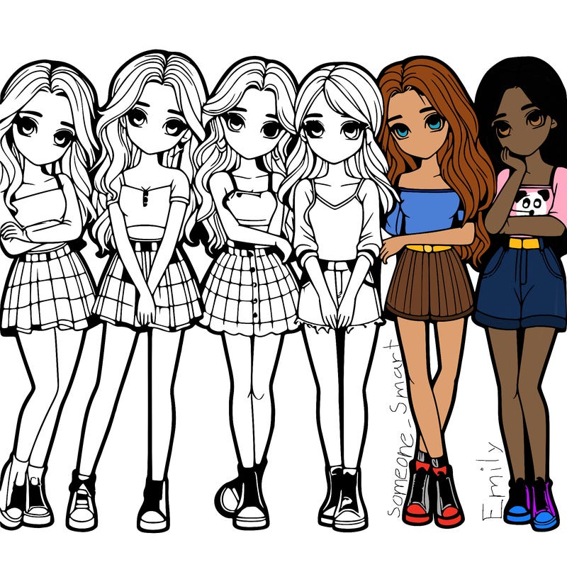 a group of girls realistic