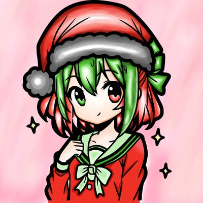 anime girl wearing a santa hat