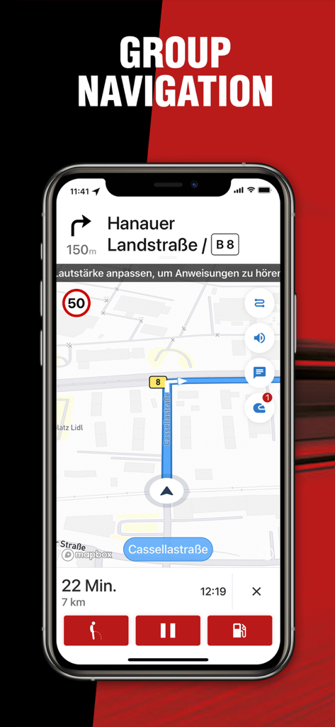 Función de navegación grupal en la aplicación de motocicleta RideLink Connect