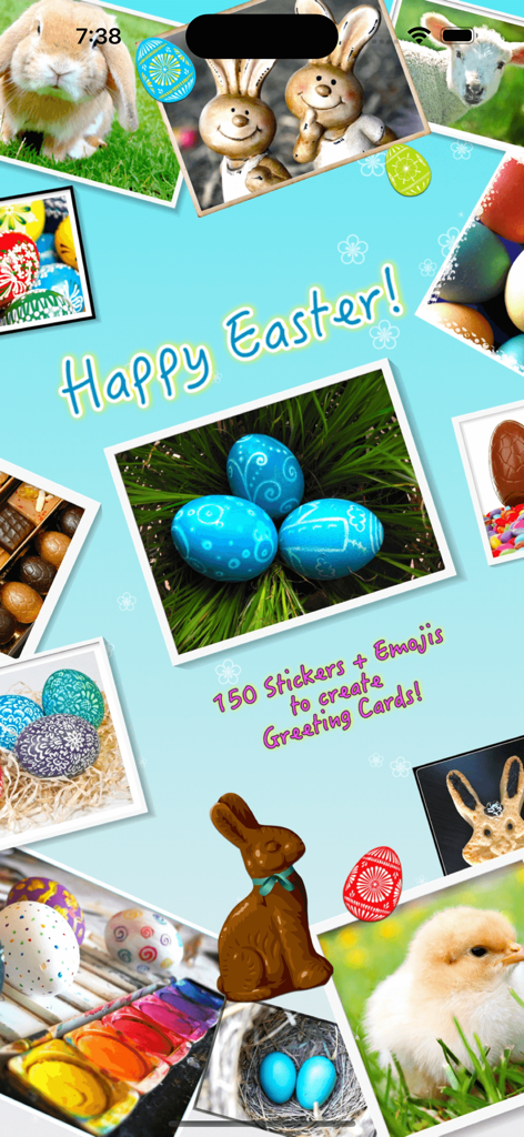 Happy Easter • Greeting cards - Easter themed greeting card collage with bunnies and eggs