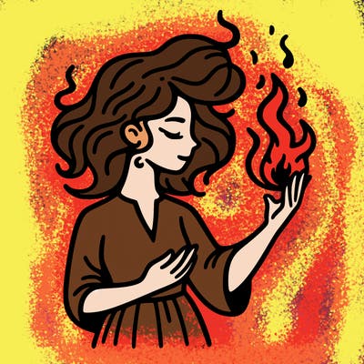 woman with fire