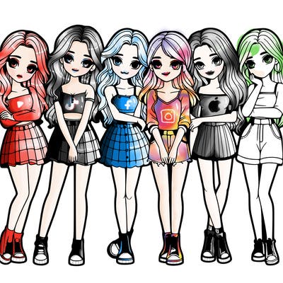 a group of girls realistic