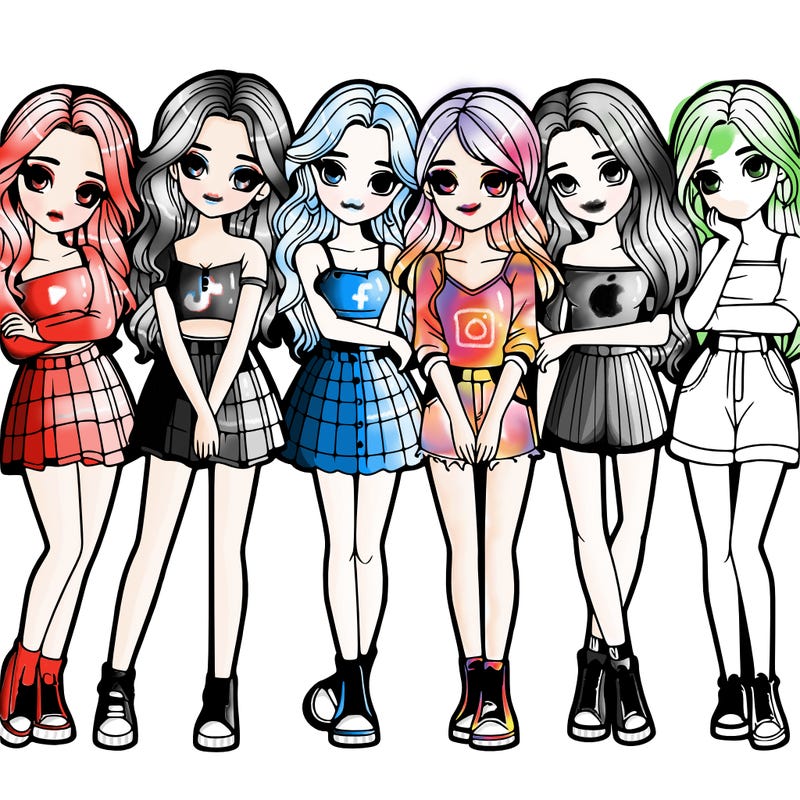 a group of girls realistic