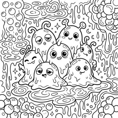 Dive into a world of charming, blob-like creatures with this engaging slime monster coloring page. Designed with large print and clear outlines, it offers seniors a delightful and relaxing artistic escape.