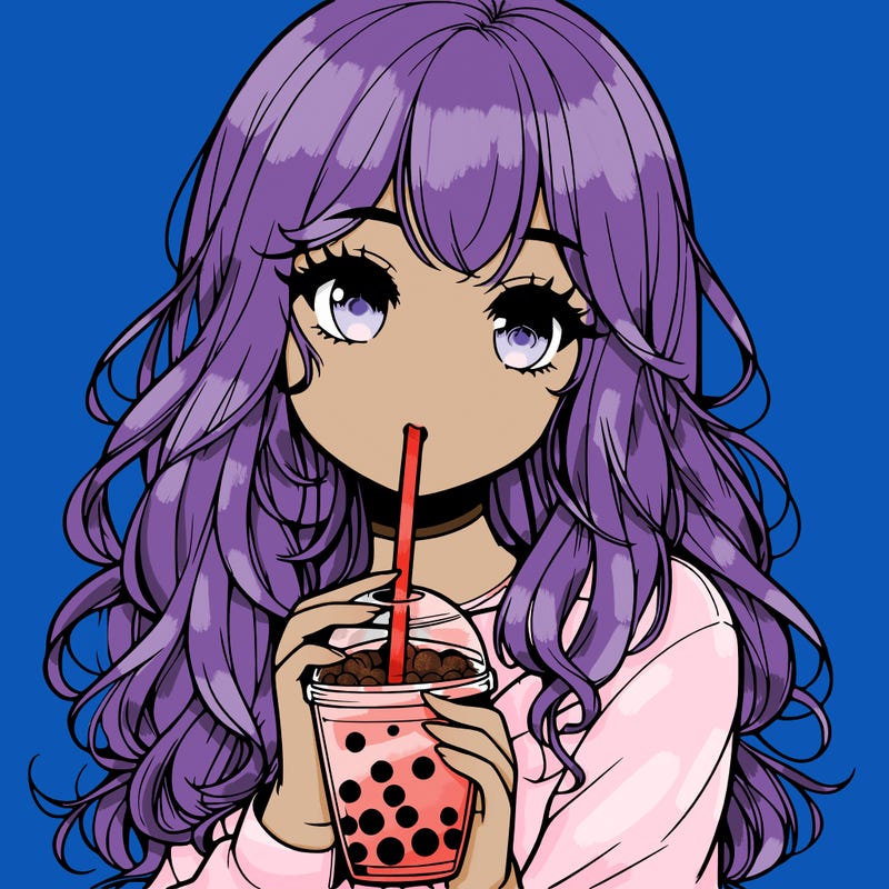 realistic girl drink a boba