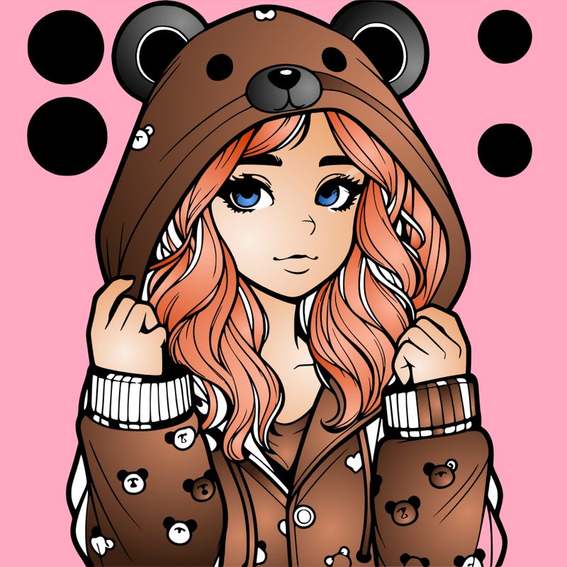realistic girl in a animal pjs hoodie