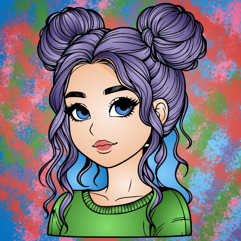 realistic girl with two buns in her hair