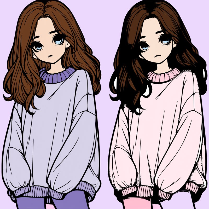 realistic girl with baggy sweater