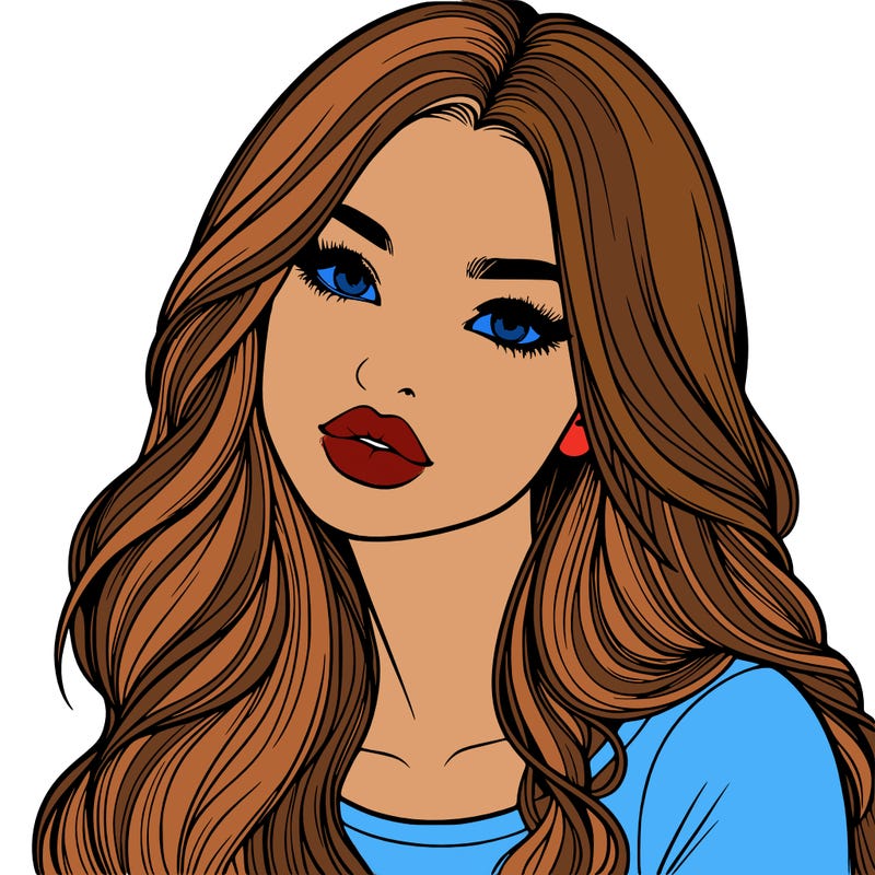 realistic girl with hair on her hair and lips