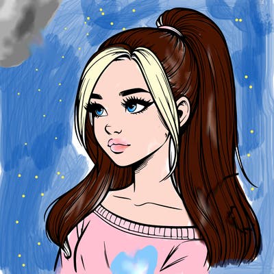 realistic girl with a high ponytail