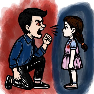 a dad yelling at daughter