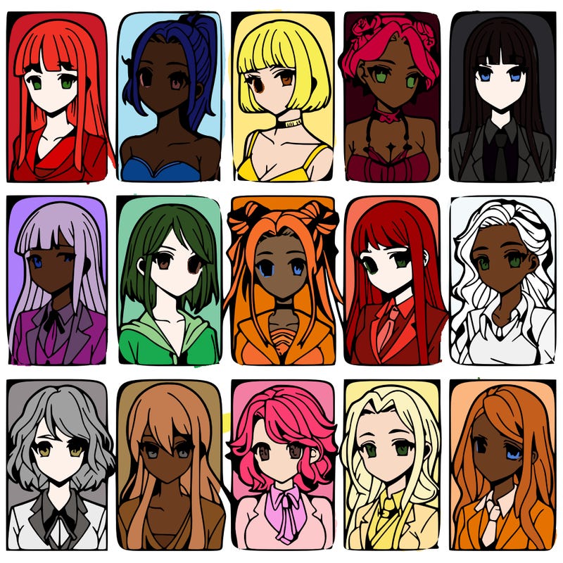 girls that look diffrent anime