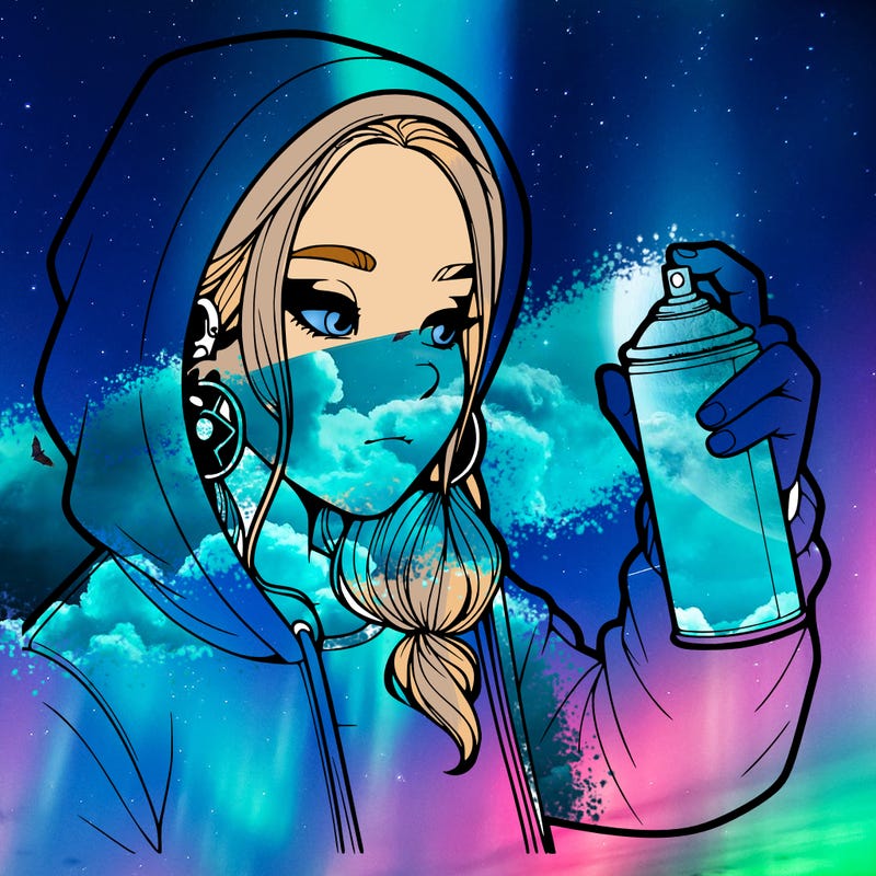 a realistic girl, spray painting