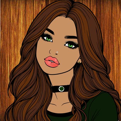 realistic girl with hair on her hair and lips