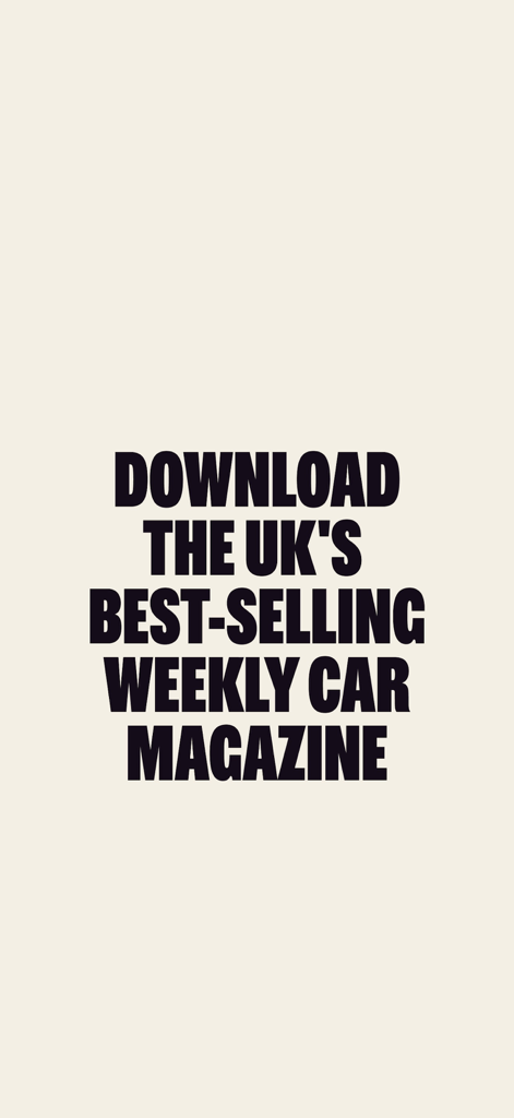 Werbebanner für die Auto Express-App mit der Aussage, dass sie die meistverkaufte wöchentliche Autozeitschrift Großbritanniens ist.