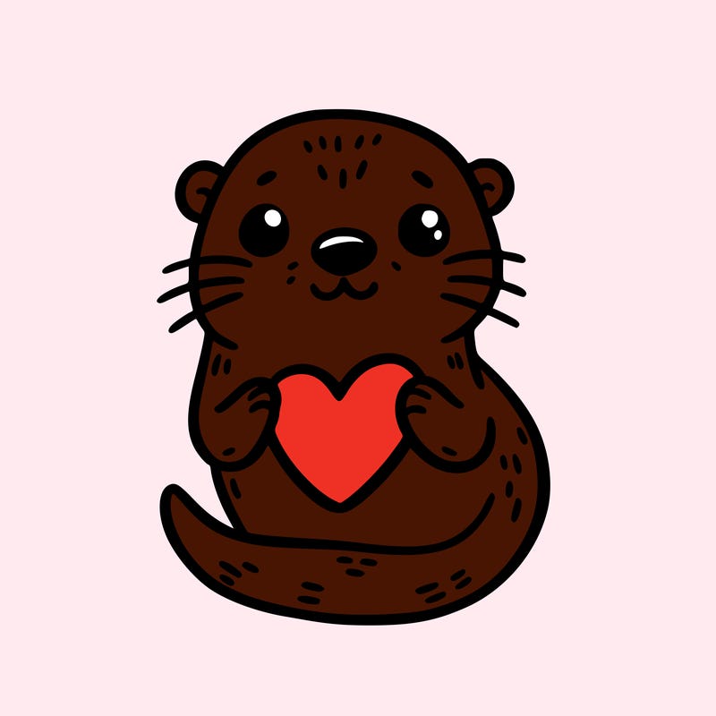 otter with a heart
