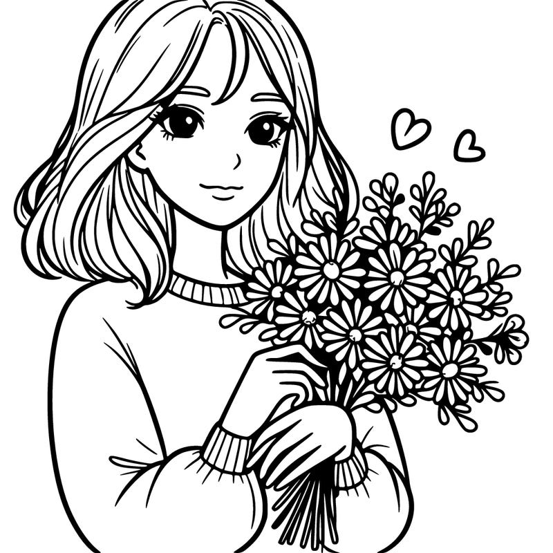 a woman holding flowers