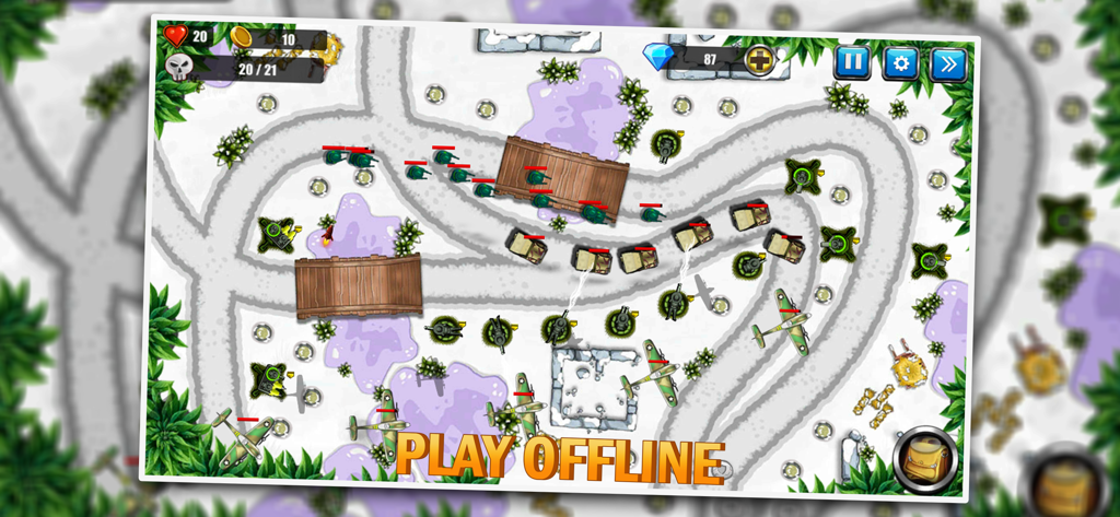 Tower Defense: Toy War 2 - Batalla estratégica de guerra de juguetes en un mapa invernal nevado en Tower Defense Toy War 2