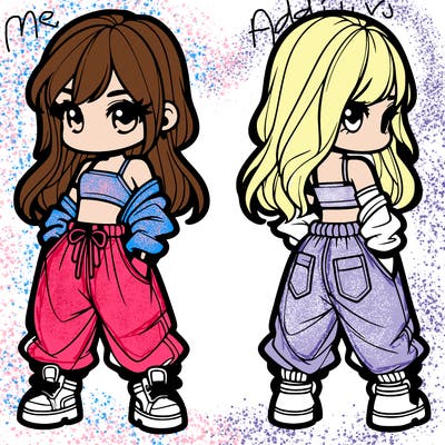 girl in crop top and baggy pants