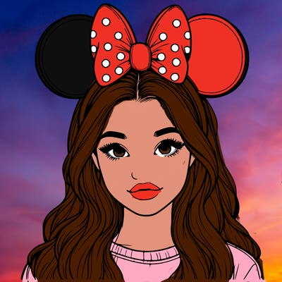 aesthetic realistic girl wearing mickey mouse ears