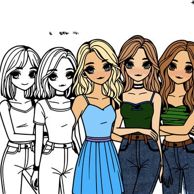 a group of girls realistic