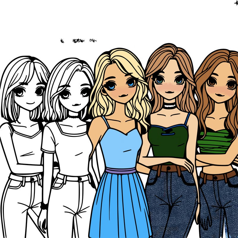 a group of girls realistic