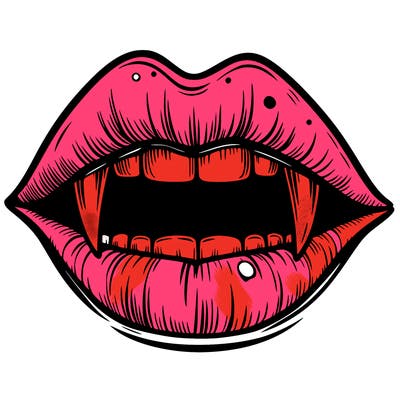 lips with vampire teeth