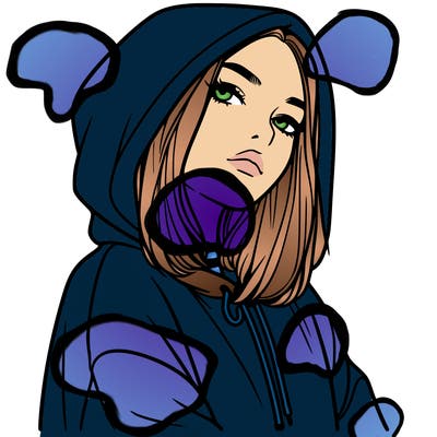 a realistic girl in a hoodie