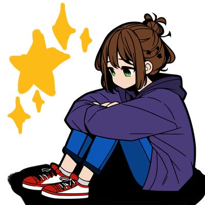 sad anime girl sitting alone