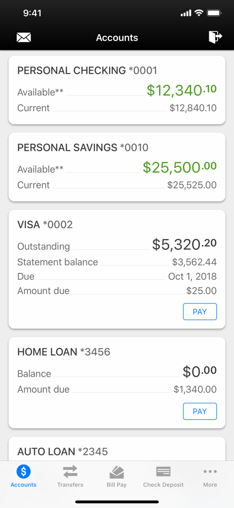 Valley Mobile Banking - Valley Mobile Banking app screen showing personal checking and savings account balances