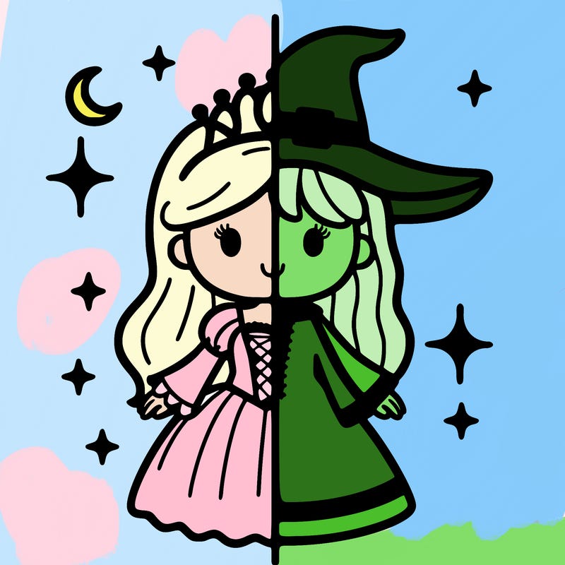split princess and witch