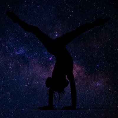 realistic gymnastic hand stand girl in four splits