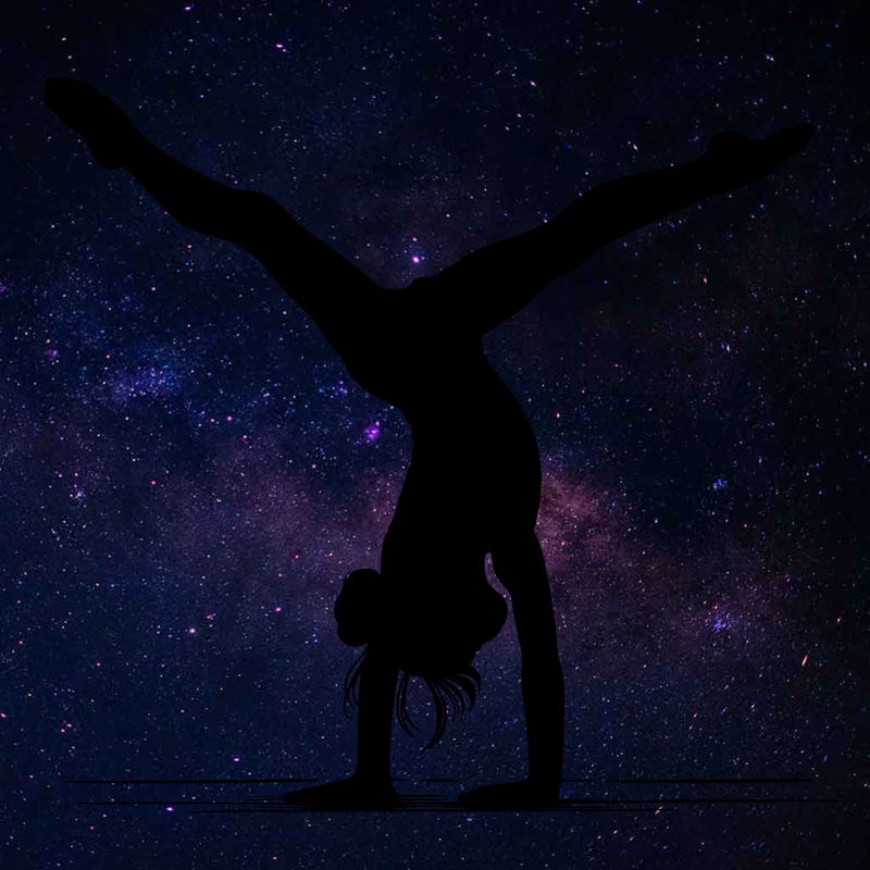 realistic gymnastic hand stand girl in four splits