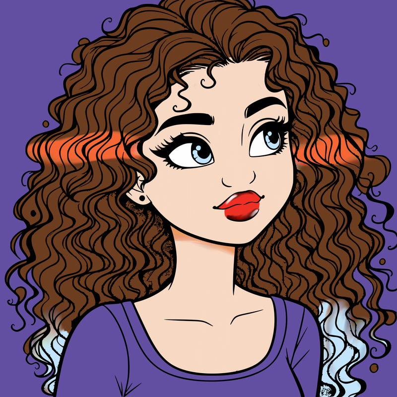 realistic girl with curly hair