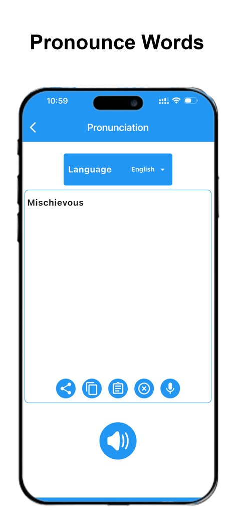 Correct Spelling-Spell Checker - Correct Spelling app pronunciation screen showing the word Mischievous in English.